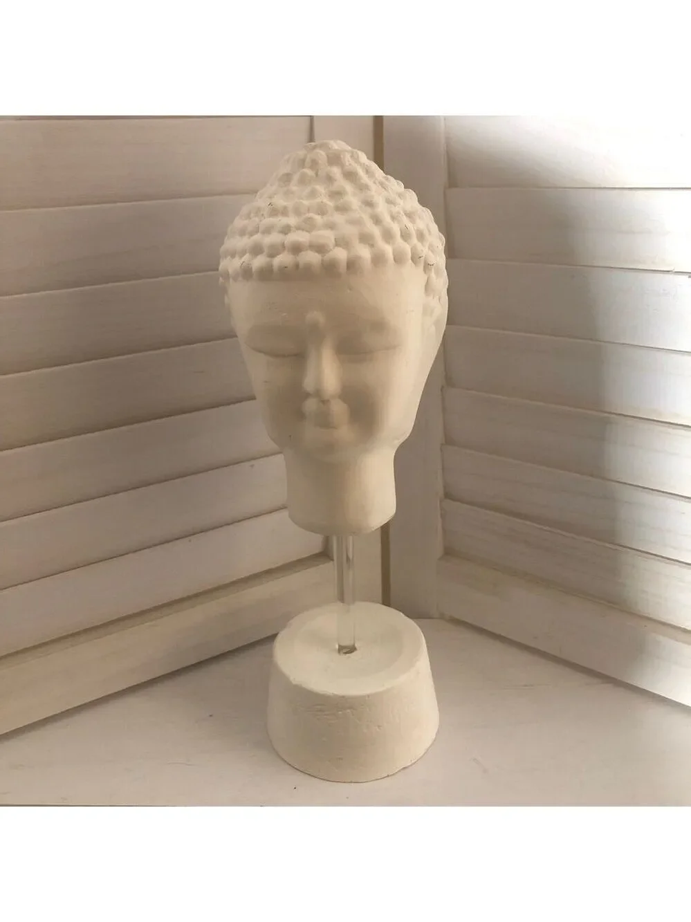 Buddha Head Statue White Ceramic Home Decor